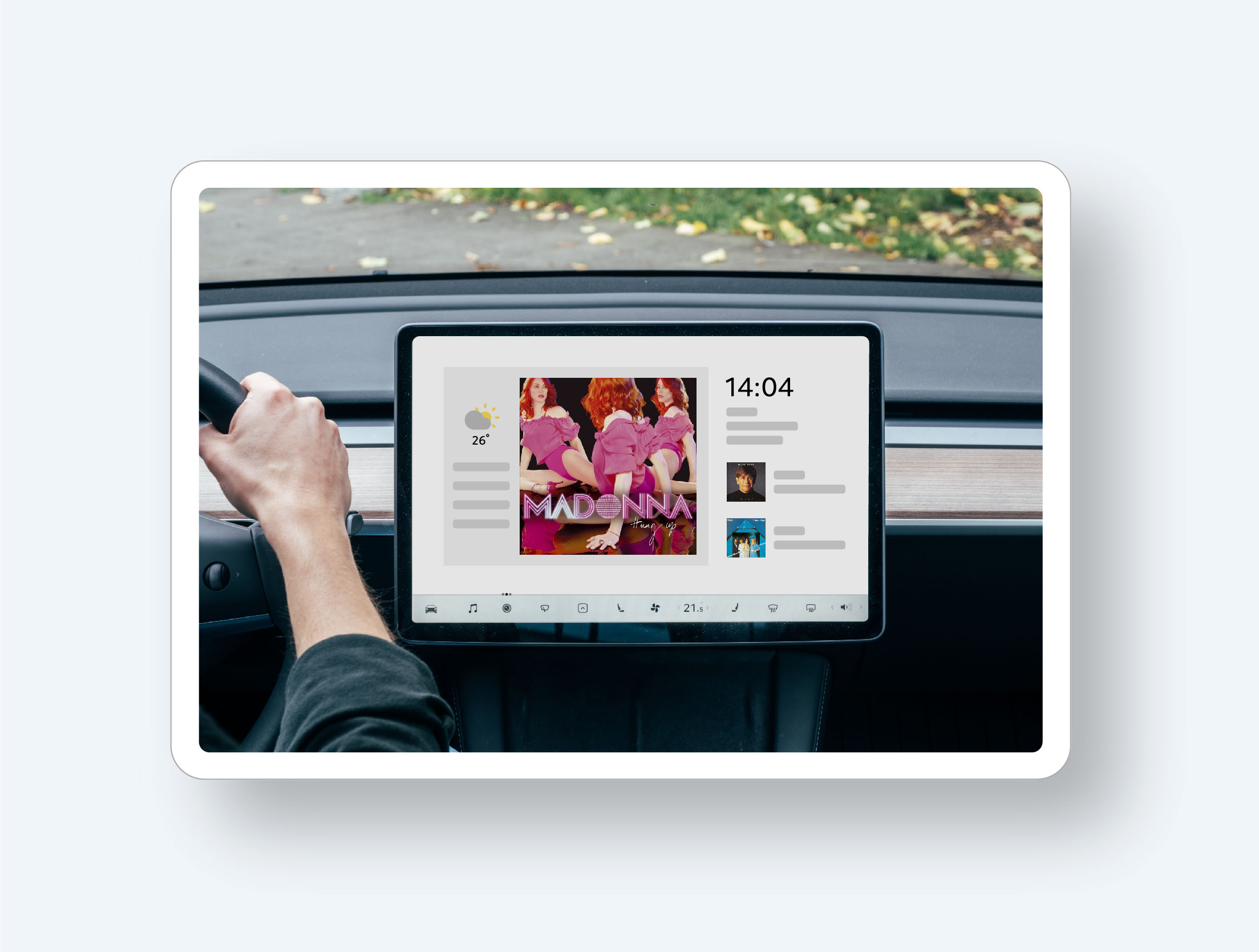 playingnow. metadata on a car dashboard display